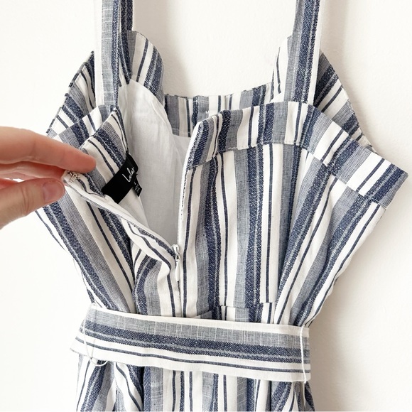 NWOT Lulus Montauk Memories Blue and White Strip Midi Dress with Pockets - Large - Picture 4 of 14